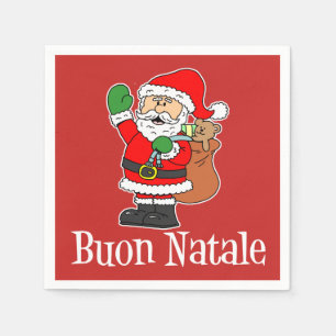 Buon Natale Italy God jul Santa (RED) Pappersservett