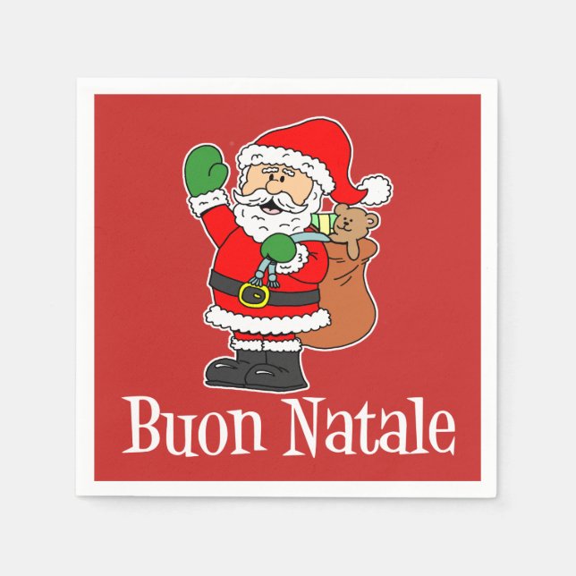 Buon Natale Italy God jul Santa (RED) Pappersservett (Framsidan)