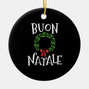 Buon Natale jul TShirt Italien Italienska Merry Julgransprydnad Keramik