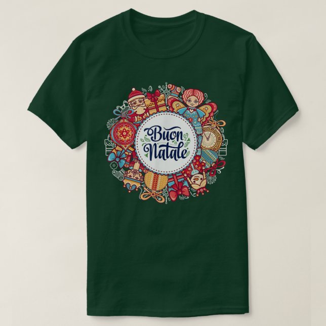 Buon Natale jul Vacation Italiana Lycklig Holi T Shirt (Design framsida)