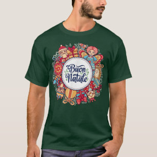 Buon Natale jul Vacation Italiana Lycklig Holi T Shirt