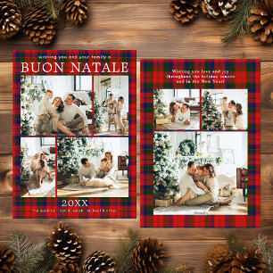 Buon Natale Multi Foto Röd Rutig Julkort