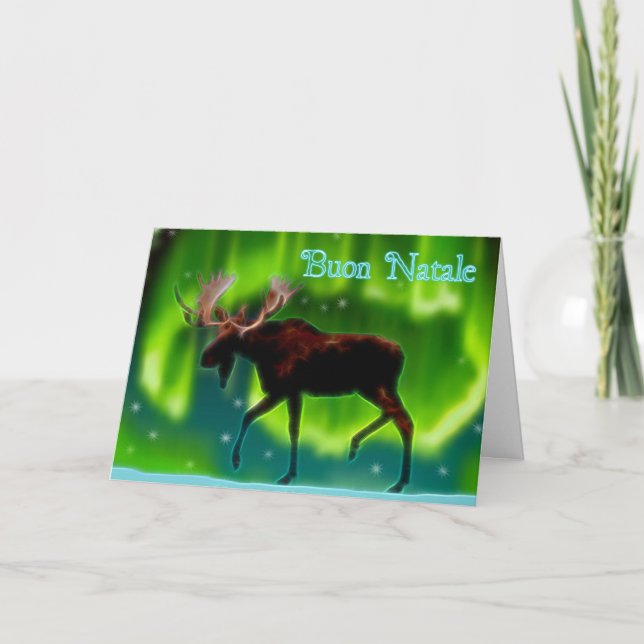 Buon Natale - norra Ljus Moose Helgkort (Framsida)