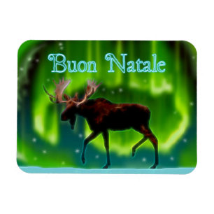 Buon Natale - norra Ljus Moose Magnet