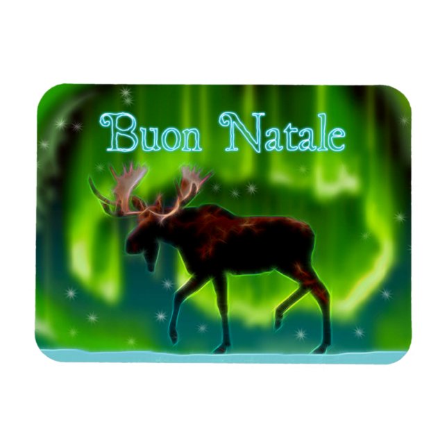 Buon Natale - norra Ljus Moose Magnet (Horisontell)