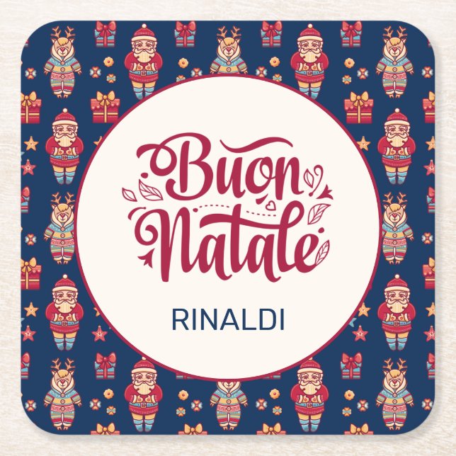 Buon Natale Personlig Underlägg Papper Kvadrat (Framsidan)