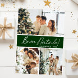 Buon Natale Photo Collage Julkort<br><div class="desc">Det här fantastiska 3-fotokortet med "Buon Natale!" i ett modernt typsnitt och din familj namn och år i ett rent, skarpt, traditionellt typsnitt, både i vitt på mörk grönt med en matchande baksida är perfekt att skicka till din familj och dina vänner. Alla kommer att få nya bilder av din...</div>