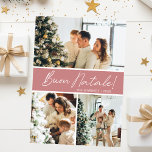 Buon Natale Photo Collage Julkort<br><div class="desc">Det här fantastiska 3-fotokortet med "Buon Natale!" i ett modernt typsnitt och din familj namn och år i ett rent, skarpt, traditionellt typsnitt, både i vitt på dammig ro med en matchande baksida, är perfekt att skicka till din familj och dina vänner. Alla kommer att få nya bilder av din...</div>