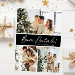 Buon Natale Photo Collage Julkort<br><div class="desc">Det här fantastiska 3-fotokortet med "Buon Natale!" i ett modernt typsnitt och din familj namn och år i ett rent, skarpt, traditionellt typsnitt, både i vitt på svart med en matchande baksida är perfekt att skicka till din familj och dina vänner. Alla kommer att få nya bilder av din familj...</div>