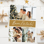 Buon Natale Photo Collage Julkort<br><div class="desc">Det här fantastiska 3-fotokortet med "Buon Natale!" i ett modernt typsnitt och din familj namn och år i ett rent, skarpt, traditionellt typsnitt, både i vitt på guld med en matchande baksida är perfekt att skicka till din familj och dina vänner. Alla kommer att få nya bilder av din familj...</div>