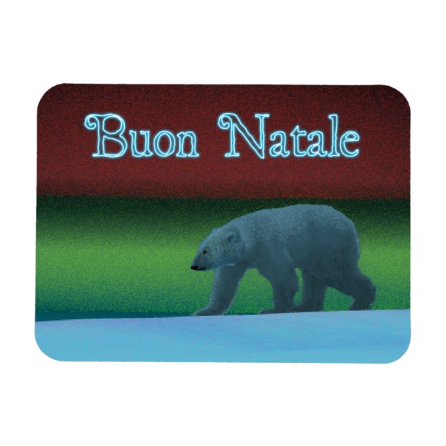 Buon Natale - Polar Ljus Polar Bear Magnet (Horisontell)