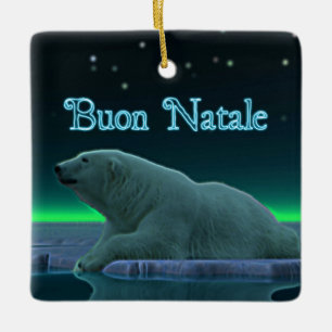 Buon Natale - Polarna Bear Ice Kant Julgransprydnad Keramik