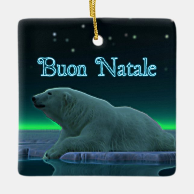 Buon Natale - Polarna Bear Ice Kant Julgransprydnad Keramik (Framsida)