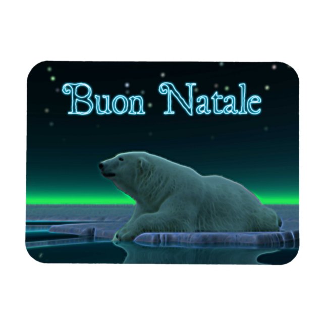 Buon Natale - Polarna Bear Ice Kant Magnet (Horisontell)
