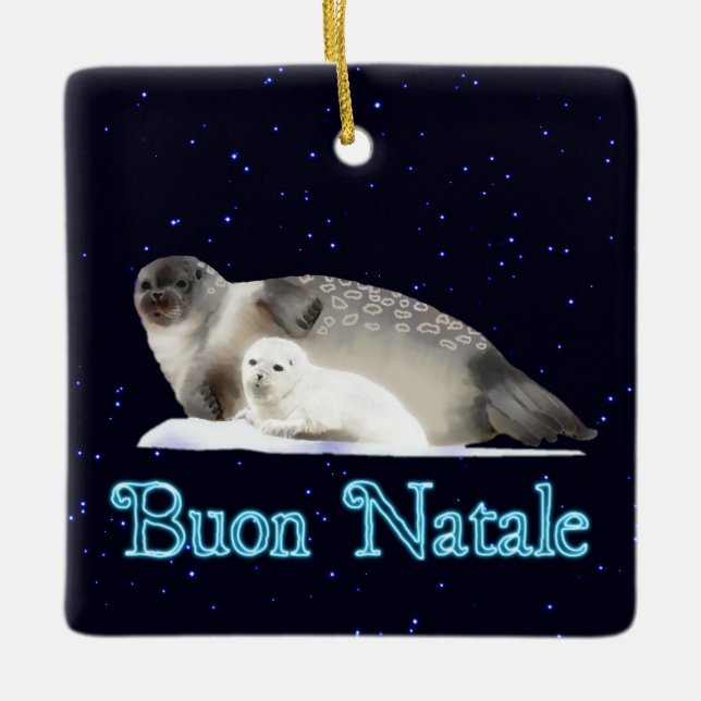 Buon Natale - Ringed Seal Julgransprydnad Keramik (Framsida)
