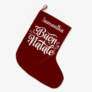 Buon Natale Röd jul italienska Stor Julstrumpa