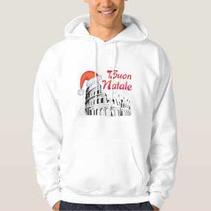 Buon Natale Rom Colosseum Santa Hat Tröja Med Luva