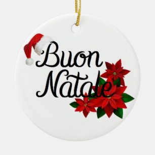 Buon Natale Santa Hat Julgransprydnad Keramik