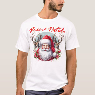 Buon Natale Santa med Reindeer T Shirt