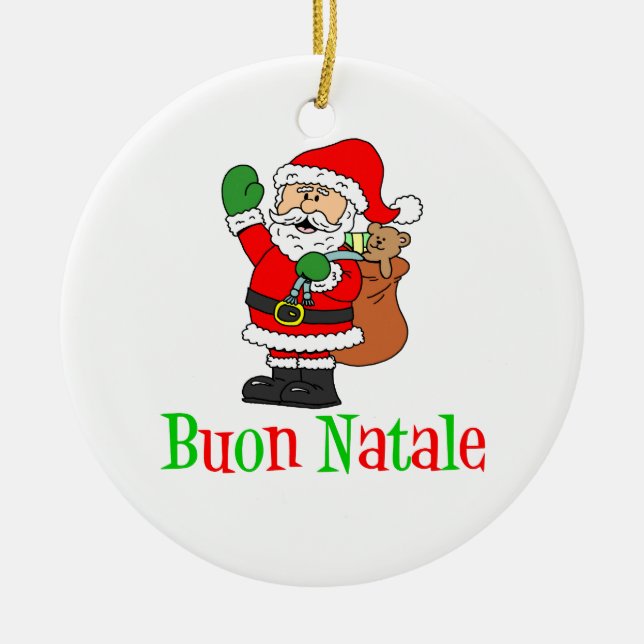 Buon Natale Santa prydnad Julgransprydnad Keramik (Framsidan)