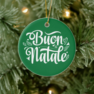 Buon Natale Simple Grönt Julgransprydnad Keramik