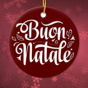 Buon Natale Simple Red, italiensk jul Julgransprydnad Keramik