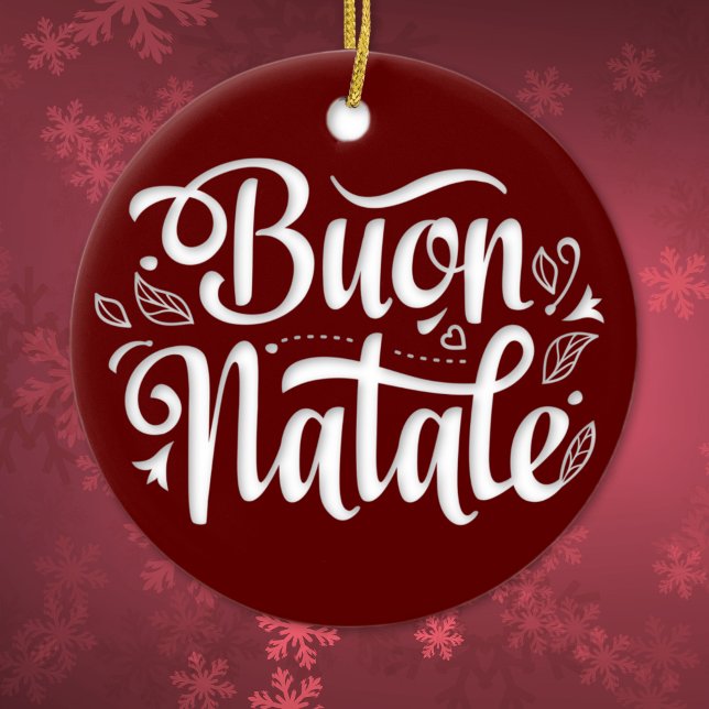 Buon Natale Simple Red, italiensk jul Julgransprydnad Keramik (Skapare uppladdad)