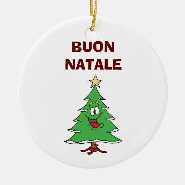 "BUON NATALE" SOM LAGERAR JULGRAN JULGRANSPRYDNAD KERAMIK (Framsidan)