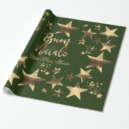 Buon Natale Stars Grönt Guld jul Presentpapper