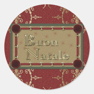 Buon Natale Stickers Runt Klistermärke