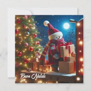 Buon Natale trädtransportör som ger presenter Julkort
