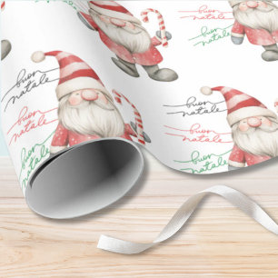 Buon Natale Vattenfärg Tomte Presentpapper