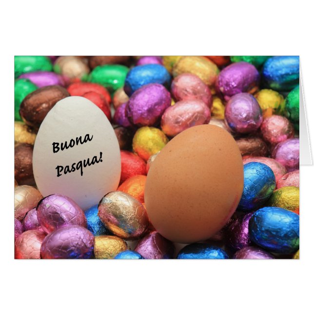Buona Pasqua Chocolate-påskägg Hälsningskort (Framsidan Horizontal)