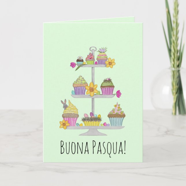 Buona Pasqua Italia Påsk Muffinsar Helgkort (Framsida)