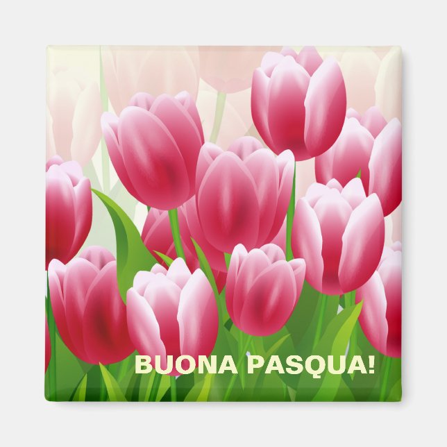 Buona Pasqua. Vår Tulips Påsk Gift Magnet (Framsidan)