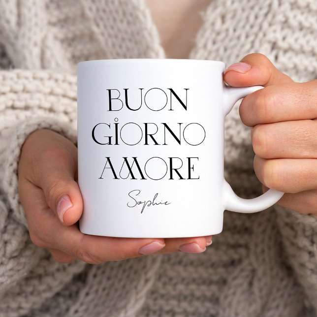 Buongiorno Amore | Chic italiensk modern text Kaffemugg (Skapare uppladdad)