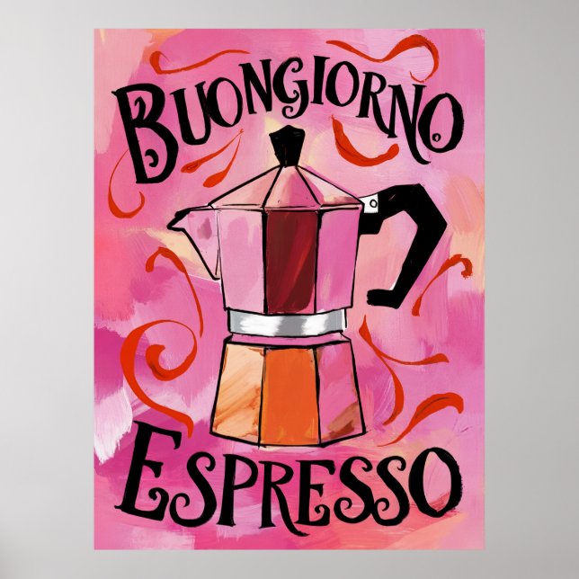 Buongiorno Espresso Italienska Koffee Art Poster (Framsidan)