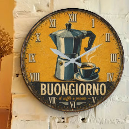 Buongiorno Italian Espresso Moka Pot Kitchen Café Stor Klocka