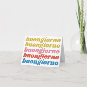 Buongiorno italiensk Hej Typography Cute Retro Anteckningskort