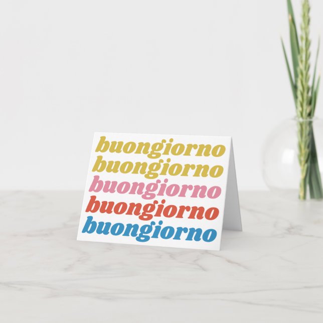 Buongiorno italiensk Hej Typography Cute Retro Anteckningskort (Framsida)