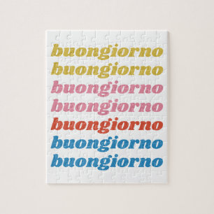 Buongiorno italiensk Hej Typography Cute Retro Pussel