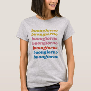 Buongiorno italiensk Hej Typography Cute Retro T Shirt