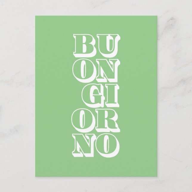buongiorno, italiensk text vykort (Framsida)