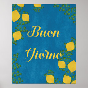 BuonGiorno italiensk Vintage Typography Botanical Poster