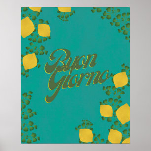 BuonGiorno Italy Retro Typography Botanical Poster