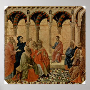 Buoninsegna - 12 år gammal Jesus i Temple Poster