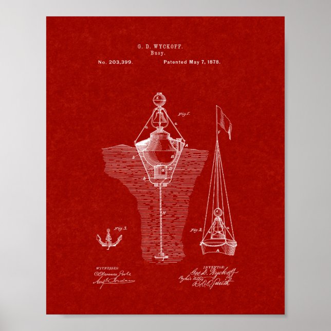 Buoys Patent - Burgundy Red Poster (Framsidan)