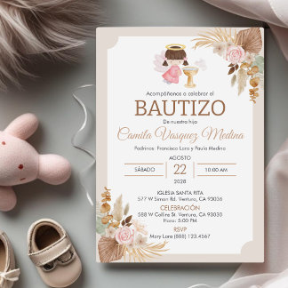 Bupacion Bautizo på spanska Baptism Flicka Inbjudningar