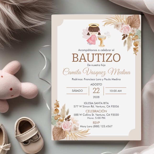 Bupacion Bautizo på spanska Baptism Flicka Inbjudningar (Skapare uppladdad)