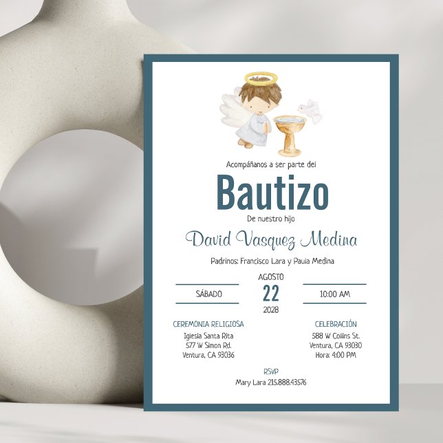 Bupacion Bautizo på spanska Baptism Pojke Inbjudningar (Skapare uppladdad)